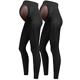 Herzmutter Umstandsleggings - 80DEN Schwangerschaftsstrumpfhose - ohne Fuß - Schwarze Nylon-Umstandsstrumpfhose - dehnbarer Baucheinsatz - 1er & 2er-Set - 1420 (S-M, 2x)