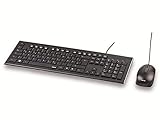 Hama Cortino USB Tastatur, Maus-Set Ergonomisch Deutsch, QWERTZ, Windows® Schwarz