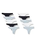 Amazon-Marke: Iris & Lilly Damen Tanga aus Baumwolle, 10er-Pack, Mehrfarbig (Night Sky/White/Zen Blue), M, Label: M