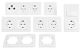 MC POWER - FLAIR - Wand Steckdosen und Schalter Set | Arbeitszimmer | 17-teilig | weiß, matt