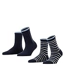 ESPRIT Damen Easy Stripe 2-Pack Socken, blau (marine 6120), 35-38 (2er Pack)
