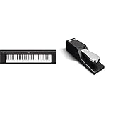 Yamaha Keyboard Piaggero NP-12B, schwarz – Leichtes und transportfreundliches Keyboard & M-Audio SP-2 - Universal Sustain Pedal mit Piano Style Action, das ideale Zubehör