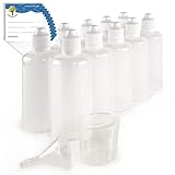 ProfessionalTree 10 x 100 ml Tropfflaschen mit Trichter, Messbecher und 10 Etiketten - Leere Quetschflasche zur Dosierung und Aufbewahrung von E-Liquid - Tropfflasche zum Mischen von Nikotin Shot