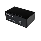 StarTech.com 2 Port Dual DisplayPort USB KVM Switch mit Audio, DisplayPort Desktop KVM Umschalter mit USB Hub, 4xUSB Buchse 2xDP Buchse