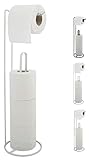 MSV Toilettenpapierhalter Stehend BxHxT: 15x54x15cm freistehender Papierrollenhalter Edler Rollenhalter für WC-Rollen als Ersatzrollenhalter Weiß matt