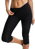 FITTOO Damen Neopren Schwitzhose zum Training, Figurformende Capri für Yoga Joggen, Sport Mädchen Abnehmen Schlanke Fitnesshose Schwarz Medium