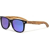 GOWOOD Zebraholz Sonnenbrille Herren und Damen Blau Versiegelt Polarisiert