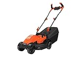 Black+Decker Elektro-Rasenmäher mit Fahrradlenker-Griff (1.200W, 32cm Schnittbreite, 3-fach axial Höhenverstellung, 35l Fangbehälter, ideal für kleine Gärten) BEMW451BH