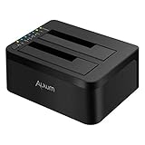 Alxum Dockingstationen USB 3.0 Festplatten Docking Station Offline Klonfunktion für 2,5 Zoll & 3,5 Zoll HDD SSD SATA, Unterstützt TF & SD Karte