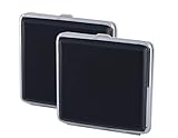 2X Zigarettenetui aus leichtem Metall mit schwarzem Lederimitat, schöne Zigarettenbox mit Platz für 20 Zigaretten