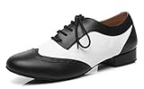 MINITOO Klassische Herren-Tanzschuhe aus Leder Standard L421, Weiß - Schwarz Weiß 2 cm Absatz - Größe: 43.5 EU