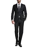 keskin collection Herren Anzug Schwarz Slim Fit Modern Fit Black Label One (52, Schwarz)