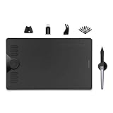 HUION HS610 Grafiktablett, 10 X 6,25-Zoll Grafiktablett mit Touch-Ring und 12+16 Benutzerdefinierten Drucktasten, Batterieloser Stift mit Neigefunktion, Kompatibel mit PC und Android-Gerät