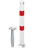 GAH-Alberts 780968 Absperrpfosten Klappy-Bo | wahlweise in verschiedenen Ausführungen | zum Einbetonieren, umlegbar | weiß | Pfosten 70 x 70 mm | Höhe über Boden 100 cm