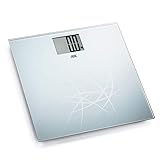 ADE Digitale Personenwaage BE 1305 Lotta. Elektronische Badezimmerwaage mit edler Wiegefläche aus gehärtetem Sicherheitsglas. Zur genauen Gewichtsbestimmung bis 180 kg. Inklusive Batterie. Grau
