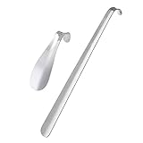 Sinwind Schuhanzieher/Schuhlöffel/shoehorn 2-pack Schuhanzieher - 42&15cm Metall Schuhlöffel, sehr stabile Ausführung, verchromt, Lochung + Haken, Folie