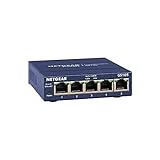 NETGEAR GS105GE Switch 5 Port Gigabit Ethernet LAN Switch (Plug-and-Play Netzwerk Switch, LAN Verteiler, Hub energieffizient, lüfterloses Metallgehäuse, ProSAFE Lifetime-Garantie)