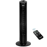 OZAVO Turmventilator, 3 Stufen Ventilator, oszillierend Standventilator, Tower-Ventilator Säulenventilator mit Fernbedienung, 78cm [Energieklasse A+++] (Schwarz-78CM)