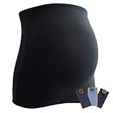 Mamaband Schwangerschaft Bauchband für die Babykugel + 3erPack Jeanserweiterung – Rückenwärmer und Shirtverlängerung für Schwangere – Elastische Umstandsmode Schwarz 42-48