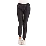 YWLINK Damen Klassisch Elastisch Plus Losen Denim BeiläUfig Frau Kurz Geschnittene Schneeflocke Denim Jeans(M,Schwarz)
