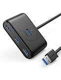 UGREEN USB 3.0 Hub 4 Port USB Verteiler mit 1M Kabel 5Gbps USB Hub kompatibel mit MacBook, MacBook Pro, MacBook Air, Surface Go, Dell XPS 15, Huawei MateBook X Pro, Festplattengehäuse usw. Schwarz