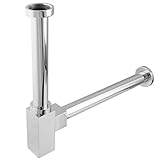 PaulGurkes Design Siphon für Waschbecken Waschtische eckig Ablauf Messing verchromt