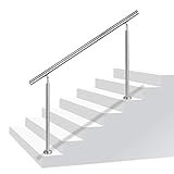 LZQ Edelstahl-Handlauf Geländer für Treppen Brüstung Balkon mit/ohne Querstreben (80cm, ohne Querstreben)