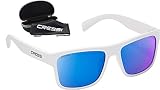 Cressi Unisex-Erwachsene Spyke Sunglasses Sport Sonnenbrillen, Weiße/Verspiegelte Linsen Blau, Einheitsgröße
