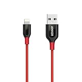 Anker Powerline+ 0,9m Lightning Kabel iPhone iPad Ladekabel Nylon kompatibel mit iPhone X/ 8/8 Plus/ 7/7 Plus/ 6s/ 6/6 Plus/ 5S/ 5/ iPad usw. (Rot)