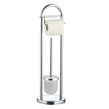 axentia WC-Garnitur Marino aus Chrom - Toilettenpapierhalter, Toilettenbürste & Klobürstenhalter stehend - Bürstengarnitur ohne Bohren - Toilettenpapierständer verchromt - WC-Papierrollenhalter & Bürste