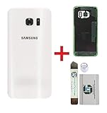 iTG® Original Akkudeckel Reparatur-Set für Samsung Galaxy S7 Weiss (White Pearl) – Original Samsung Rückseite Batterieabdeckung für Modell SM-G930F + Vormontierte 3M Klebefolie + Werkzeug-Set