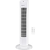 Pro Breeze™ Oszillierender Turmventilator, 79 cm Höhe, 70 Grad Oszillation, Säulenventilator mit 3 Geschwindigkeitsstufen, 60 Watt Ventilator mit Fernbedienung und Timer | Weiß