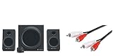 Logitech Z333 Multimedia Speakers - Lautsprecher für Home Entertainment (mit 80 Watt und Subwoofer) schwarz & Goobay 50028 2x Cinch Stecker auf 2x Cinch Stecker Cinchkabel 1.5m, schwarz