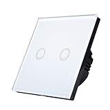Vosarea Sensorschalter, Wandmontage, 2 Gang kabellos und Fernbedienung, intelligenter Schalter, kompatibel mit LED-Licht zu Hause, Weiß, 220 V