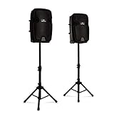 MALONE Combo 1 - PA-Lautsprecher Set, 2-Wege-Lautsprecher, Bluetooth, 12' (30 cm), aktiv und passiv, max. 700 Watt, inkl. 2 x Boxenständer, schwarz