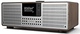 Revo SuperSystem Internet-/DAB+ Radio (Stereo Sound, Internet/DAB+/DAB/UKW,Spotify,WLAN,LAN,Aux In,Line-Out,Kopfhörer Ausgang,inkl. Netzteil) walnuß-silber