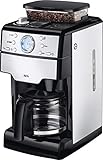 AEG KAM 400 Kaffeemaschine (Integriertes Mahlwerk, 9 Mahlgradeinstellungen, programmierbarer Timer, Kaffeepulver oder Kaffeebohnen, Aroma-Funktion, 1,25 l, Sicherheitsabschaltung, Edelstahl/schwarz)