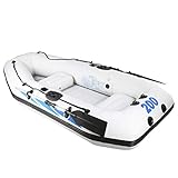 Alomejor Schlauchboot Raft PVC Aluminiumlegierung Aufblasbares Ruderboot Kajak Beiboot Hovercraft Fischerkanu mit 2 Rudern