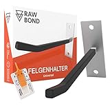 RAWBOND® Felgenhalter Wand zur Aufhängung für 4 Reifen - Wandhalterung, Reifenhalter inkl. Schrauben & Dübel - Halterung für Deine Autoreifen & Felgen in der Garage