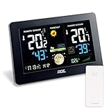 ADE Wetterstation WS 1704 mit Funk und Außensensor. Digitale Profi Funkwetterstation für präzise Vorhersage, Anzeige Innen- und Außen-Temperatur, Hygrometer. Großes LED Farbdisplay. USB-Anschluss