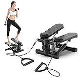 DODOBD Mini Stepper, Twister Stepper mit Power Ropes, Stepper für Zuhause, Stepper Fitnessgeräte Verstellbare Treppenstufe LCD-Display Fitness-Trainingsgerät Indoor Workout