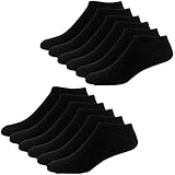 YouShow Sneaker Socken Herren Damen 10 Paar Kurze Halbsocken Quarter Baumwolle Unisex Schwarz,43-46