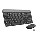 Logitech MK470 Slim Combo Kabelloses Tastatur-Maus-Set, 2.4 GHz Verbindung via Nano-USB-Empfänger, 10m Reichweite, 18-Monate Batterielaufzeit, PC/Laptop, Deutsches QWERTZ-Layout - Schwarz/Graphit