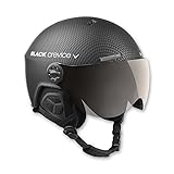 Black Crevice Skihelm mit Visier und zusätzlichem orangefarbenen Wechselvisier, Arlberg, BCR143926, schwarz Carbon, Gr. S/M