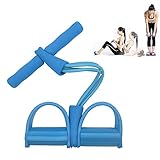 Multi-Function Tension Rope 4-Tube Foot Pedal Elastic Pull Rope,Body Sculpture Ab Abdominal Trainer Exerciser Tummy,Foot Pedal Pull Rope Resistance Exercise Sit-up Fitness Yoga Equipment (Blue)