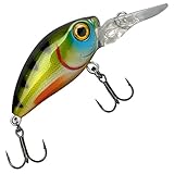 Trout Master Flat Mini Crank LL 30 3cm 2,6g - Wobbler zum Spinnfischen, Kunstköder für Barsch & Forelle, Barschköder Forellenköder, Farbe:Green Perch