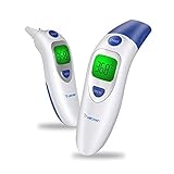 Trustown Kontaktlos Medizinisches Stirnthermometer und Ohrthermometer, Digitales Infrarot Thermometer 4 in 1 Multifunktion, Dreifarbiger Fieberalarm, Ideal Für Baby, Kind, Erwachsene