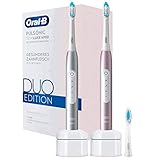 Oral-B Pulsonic Slim Luxe 4900 Doppelpack Elektrische Schallzahnbürste für gesünderes Zahnfleisch in 4 Wochen, 3 Putzmodi und Timer, rosegold und platin