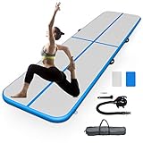 GOPLUS Air Track Tumbling Matte aufblasbare Gymnastikmatte Yogamatte Trainingsmatten Weichbodenmatte Turnmatte Fitnessmatte mit Pumpe tragbar Farbwahl 300/400x100x10cm (Blau, 400x100x10cm)