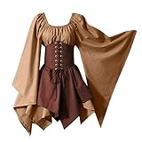Amphia Cosplay Kleid,Damen Cosplay Kostuem Kleider Abendkleider Partykleid - Halloween Frauen mittelalterliche Cosplay Kostüme Gothic Retro Langarm Korsett Kleid